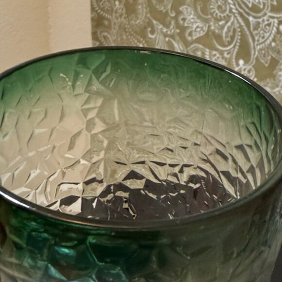 Set of  3 Large Vintage Libbey Ombre Green Crackle Glass Wine/Water Goblets - Picture 9 of 16